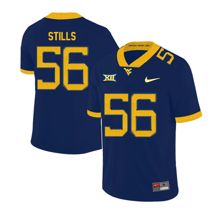 NCAA Men's Darius Stills West Virginia Mountaineers Navy #56 Nike Stitched Football College 2019 Authentic Jersey CR23U47ZY